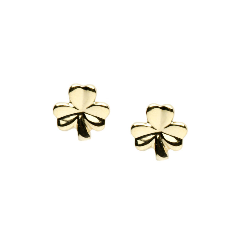 10Ct Gold Solid Classic Shamrock Earrings